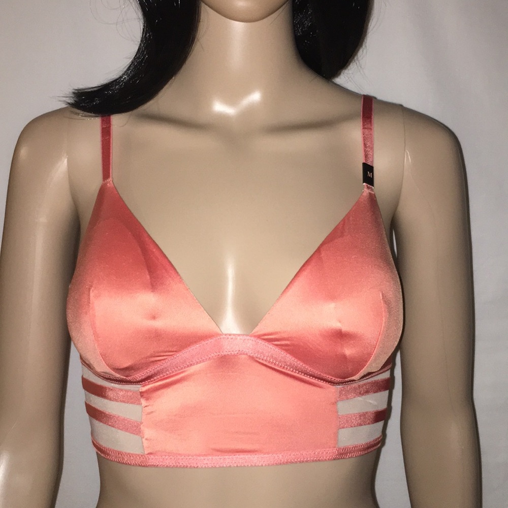 New VS Long Line Mesh Inset Triangle Bralette - Picture 2 of 8